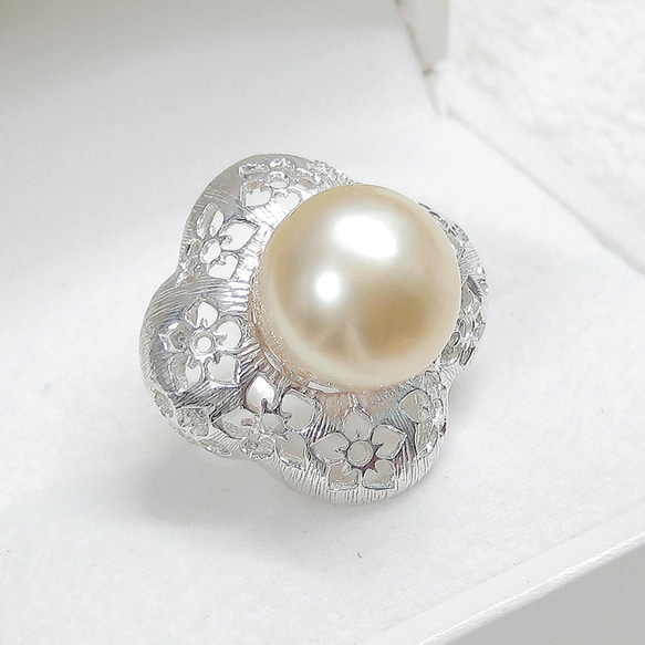 17.59ct、13mm南洋真珠とSV925の指輪（リングサイズ：9号、ロジウム