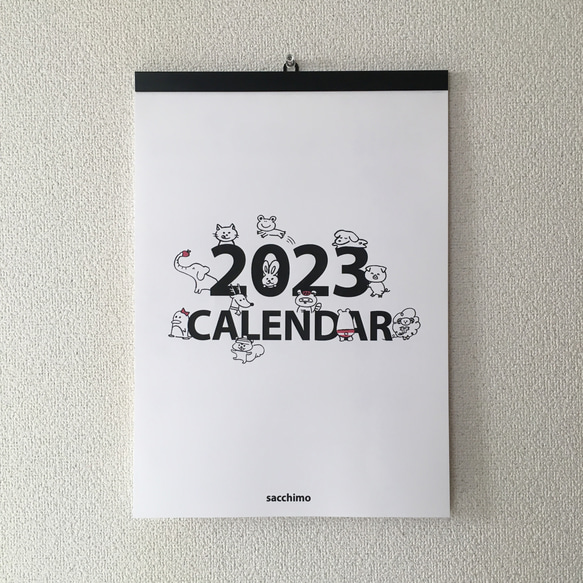 【送料無料】2023年 どうぶつ 月めくりカレンダー A3 2枚目の画像