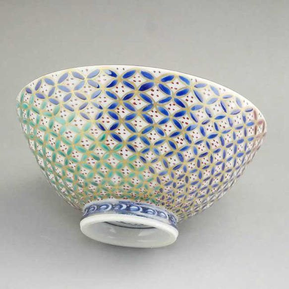 ◆商品番号　12203　色絵三色金七宝ご飯茶碗　紫峰　小単品 3枚目の画像