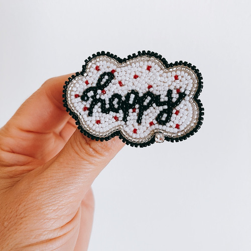 オーダー制作】吹き出しブローチ happy ドット ブローチ iridare