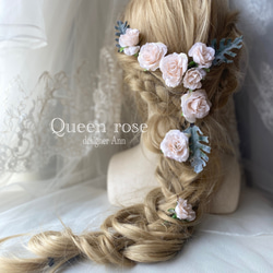 【送料無料】Queen rose 淡いシャンパンローズのヘッドドレス 8枚目の画像