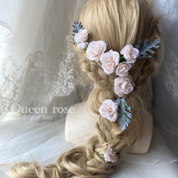 【送料無料】Queen rose 淡いシャンパンローズのヘッドドレス 4枚目の画像