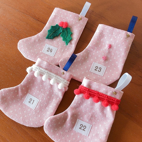 小さな靴下・ピンク〉アドベントカレンダー その他インテリア雑貨 一