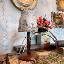 しっとり落ち着いた雰囲気のランプ/ くびれスタンド 素焼きシェイド ⑧ アトリエ テーブルランプ/ 5枚目の画像
