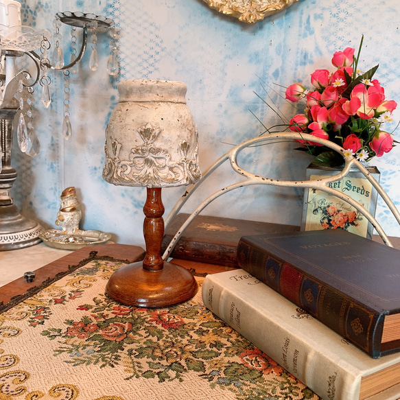 銀箔　ライトスタンド　アンティーク　オブジェ VINTAGE 70s ヴィンテージ*ヤマハ陶芸*フィギュリン スタンドライト