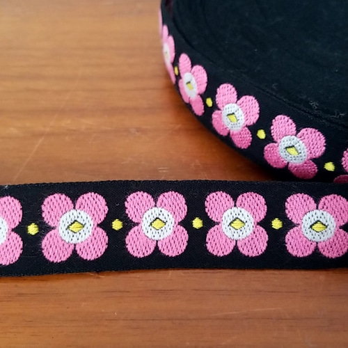 チロリアンテープ・昭和レトロ花柄・pink リボン・テープ 空野屋雑貨店