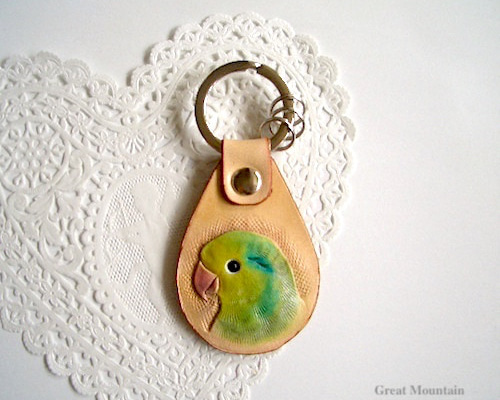 マメルリハインコ マメルリハ インコ インコグッズ 鳥 革 キーホルダー
