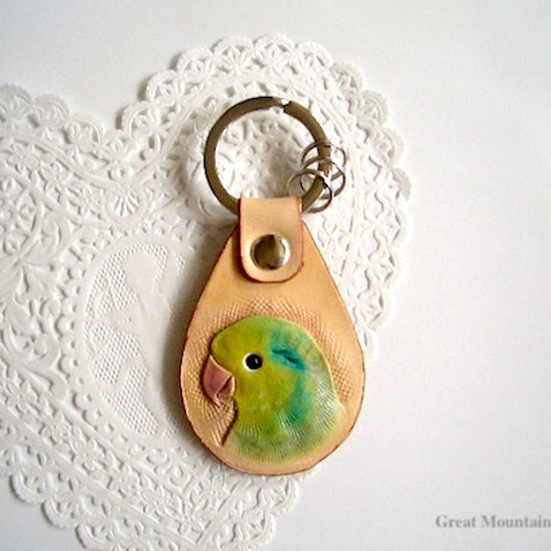 マメルリハインコ マメルリハ インコ インコグッズ 鳥 革 キーホルダー