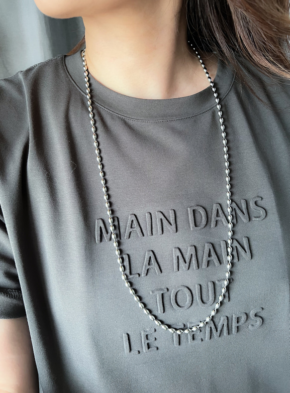 【ifumé】金属アレルギー対応｜サージカルステンレス製 ライスボールチェーンネックレス 太めタイプ 6×4mm 9枚目の画像