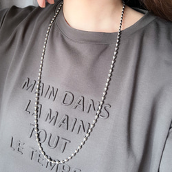 【ifumé】金属アレルギー対応｜サージカルステンレス製 ライスボールチェーンネックレス 太めタイプ 6×4mm 8枚目の画像