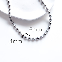 【ifumé】金属アレルギー対応｜サージカルステンレス製 ライスボールチェーンネックレス 太めタイプ 6×4mm 7枚目の画像