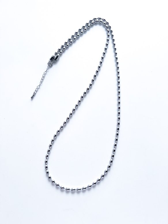 【ifumé】金属アレルギー対応｜サージカルステンレス製 ライスボールチェーンネックレス 太めタイプ 6×4mm 6枚目の画像