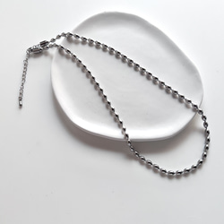 【ifumé】金属アレルギー対応｜サージカルステンレス製 ライスボールチェーンネックレス 太めタイプ 6×4mm 4枚目の画像
