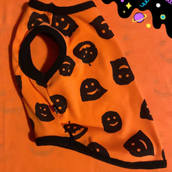 送料無料♪オレンジ ハロウィンゴースト柄 XXS〜 犬服 ハロウィン ドッグウェア タンクトップ 4枚目の画像