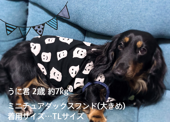 送料無料♪ブラック ハロウィンゴースト柄 XXS〜 犬服 ドッグウェア 仮装 タンクトップ 5枚目の画像