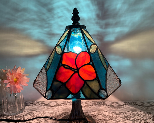 ステンドグラス　スクエアランプ(８) 4394ea184f995018bf54db335eacfd