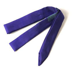 レトロな帯枕・帯板・仮紐・収納バッグセット　銘仙　青紫地に大輪の灰白花柄 7枚目の画像