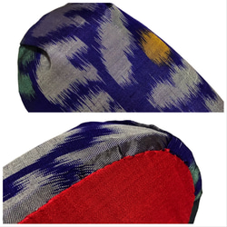 レトロな帯枕・帯板・仮紐・収納バッグセット　銘仙　青紫地に大輪の灰白花柄 6枚目の画像