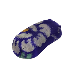 レトロな帯枕・帯板・仮紐・収納バッグセット　銘仙　青紫地に大輪の灰白花柄 5枚目の画像