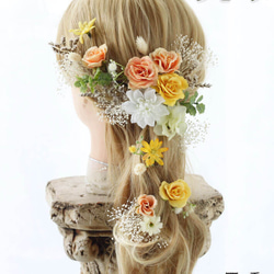 ラプンツェル シモーヌ3色 DEF ドライフラワー 造花 ヘッドドレス ウエディング ディズニー プリンセス K_437 12枚目の画像