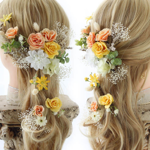 激安アウトレット通販 シモーヌ3色 ラプンツェル DEF ヘッド 造花 ドライフラワー ヘアアクセサリー