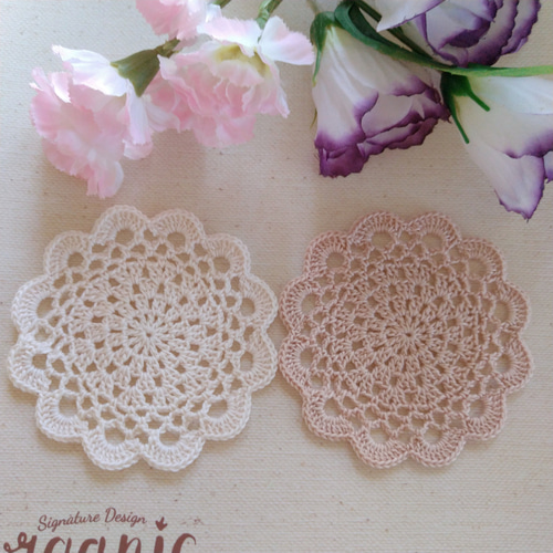 ハンドメイド❀レース編みカフェコースター2枚set❀no.28 コースター 