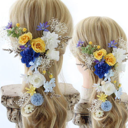 都内で シモーヌ3色 ラプンツェル ABC ヘッド 造花 ドライフラワー ヘアアクセサリー
