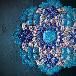 ペルシャのエナメル皿　飾り皿　Φ17ｃｍ【ミーナーカーリー003】 2枚目の画像