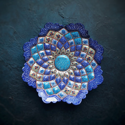 ペルシャのエナメル皿　飾り皿　Φ17ｃｍ【ミーナーカーリー004】 1枚目の画像