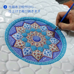 ペルシャのエナメル皿　飾り皿　Φ17ｃｍ【ミーナーカーリー004】 7枚目の画像