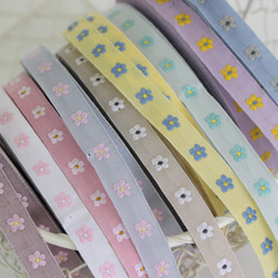 德國KAFKA卡夫卡公司321【50cm單位】寬度約10mm【薄款】-雛菊小花朵圖案小花提花絲帶 第5張的照片