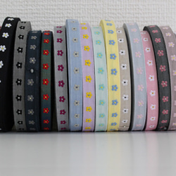 德國KAFKA卡夫卡公司321【50cm單位】寬度約10mm【薄款】-雛菊小花朵圖案小花提花絲帶 第2張的照片