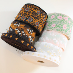 德國KAFKA卡夫卡公司321【50cm單位】寬度約10mm【薄款】-雛菊小花朵圖案小花提花絲帶 第14張的照片