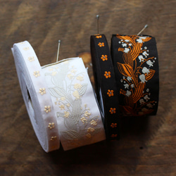 德國KAFKA卡夫卡公司321【50cm單位】寬度約10mm【薄款】-雛菊小花朵圖案小花提花絲帶 第13張的照片