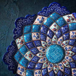 ペルシャのエナメル皿　飾り皿　Φ17ｃｍ【ミーナーカーリー005】 3枚目の画像