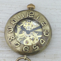 BHW136 手動上弦懷錶 34mm 黃銅圓形錶殼 手工手錶 [BHW136] 第7張的照片