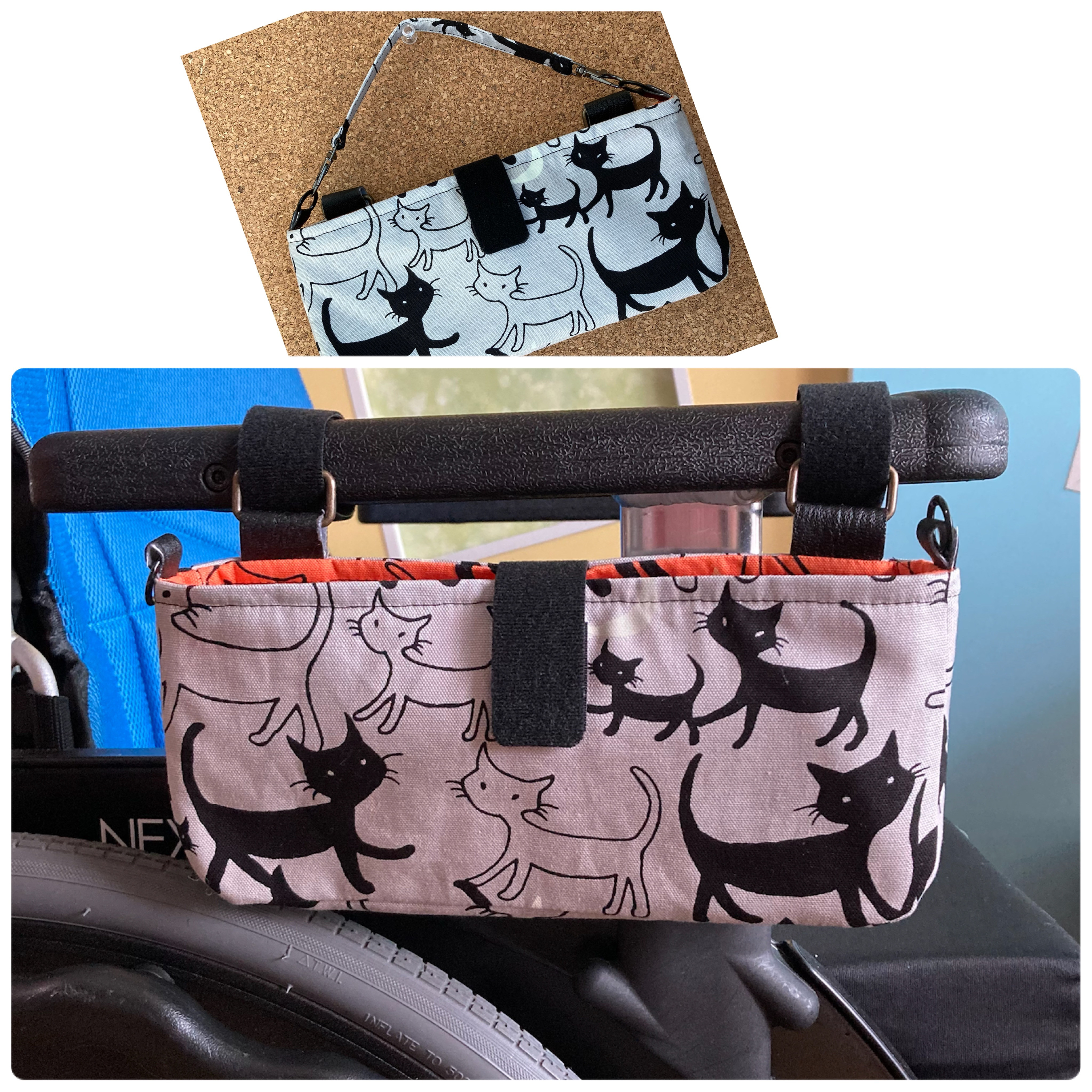 車いすサイドバック 2wayバック スマホポーチ たのしい介護 猫柄