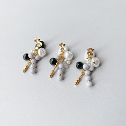 ポリマークレイ × ミックスビジュー costume jewelry ピアス -white- 9枚目の画像