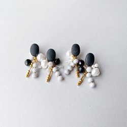 ポリマークレイ × ミックスビジュー costume jewelry ピアス -white- 11枚目の画像