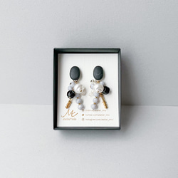 ポリマークレイ × ミックスビジュー costume jewelry ピアス -black- 6枚目の画像