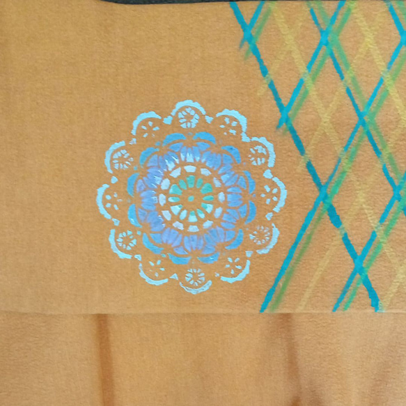 正絹の名古屋　帯染め帯　チェック柄 3枚目の画像