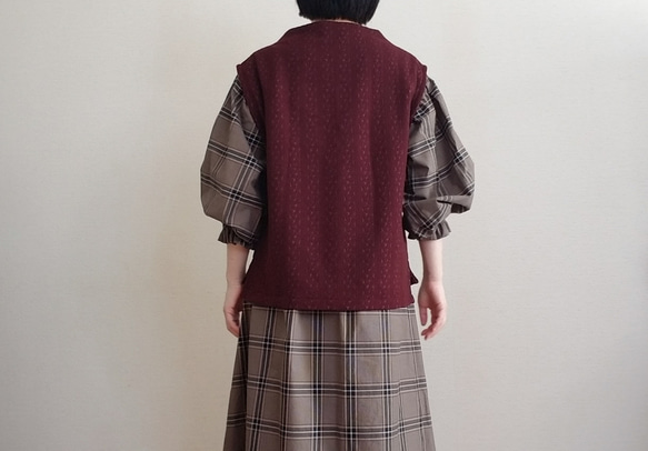 <creema限定>ラスト一着！Bottle neck no osumashi vest aranami  葡萄色 4枚目の画像