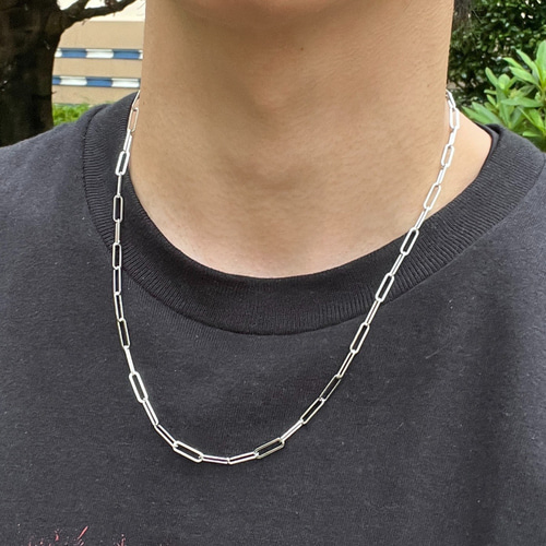 50cm シルバー ペーパークリップチェーンネックレス メンズ レディース