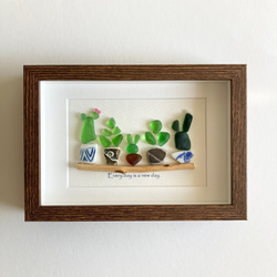 観葉植物・シーグラスアート・置物/壁かけ・インテリア小物 2枚目の画像