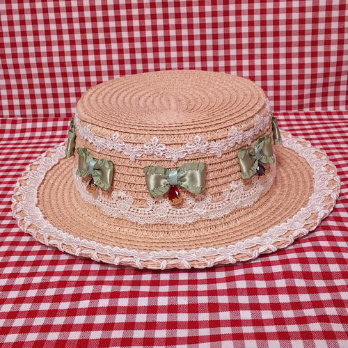 W Berry Cakeのストローハット シェルピンク＊ケーキ 麦わら帽子