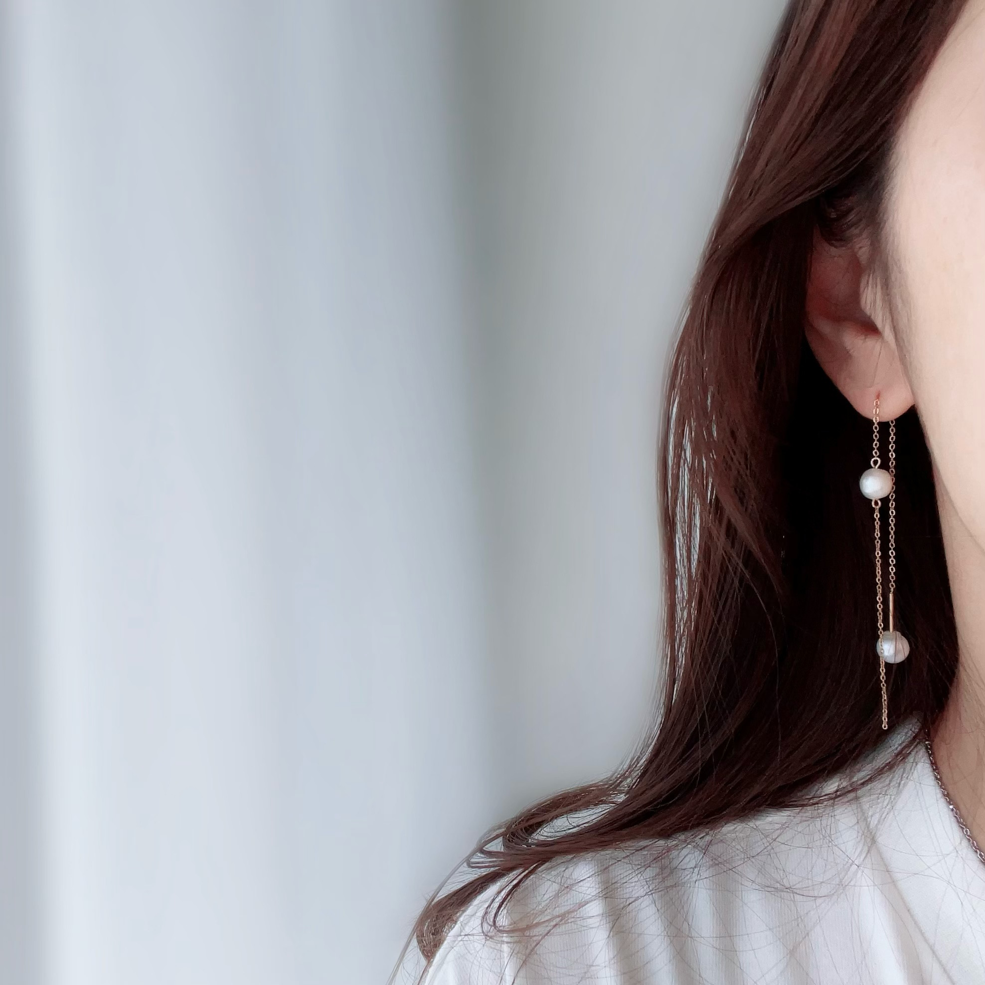 サージカルステンレス パールロングピアス アメリカンピアス 金属アレルギー対応