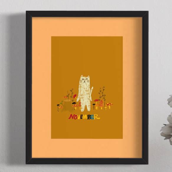 11月に飾りたい絵　秋の森のキノコ狩り（2022） 1枚目の画像