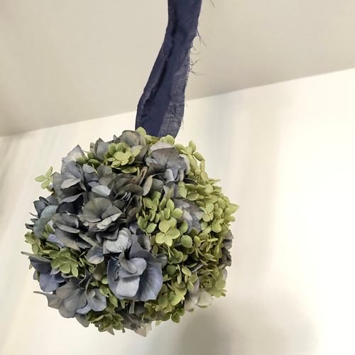 片品村のアナベルと紫陽花 アナベルボールリース S size ブルーリボン 