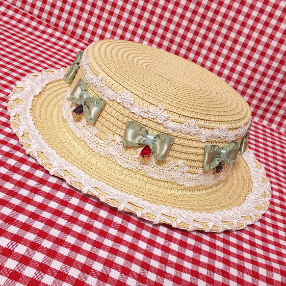 W Berry Cakeのストローハット プレーン*ケーキ 麦わら帽子 苺 W Berry Cakeのストローハット プレーン*ケーキ 麦わら帽子 苺
