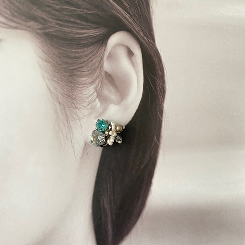 ビジューイヤリング／ピアス イヤリング・ノンホールピアス Rose